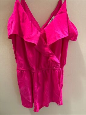 American Eagle Outfitters Hot Pink Ruffle One-Piece Romper